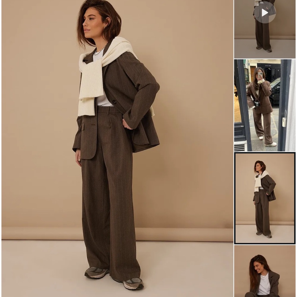 Na-kd pinstripe suit pants in color brown. New with tags, never worn before